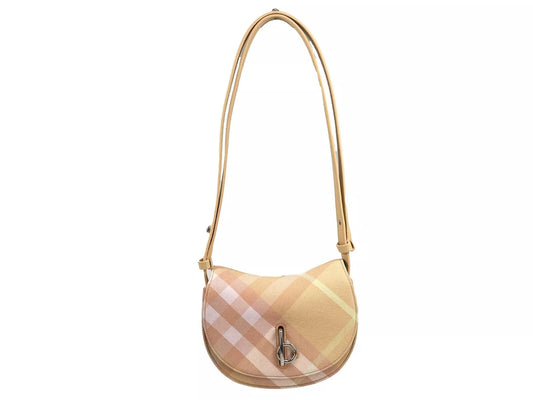 Burberry Mini Check Rocking Horse Crossbody Bag Purse Peach at The Platonist