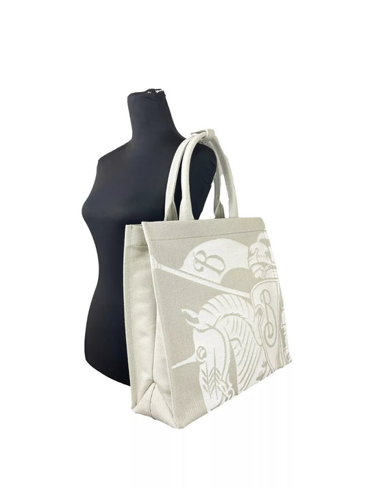 Burberry EKD Canvas Tote Bag With Coin Pouch Beige at The Platonist