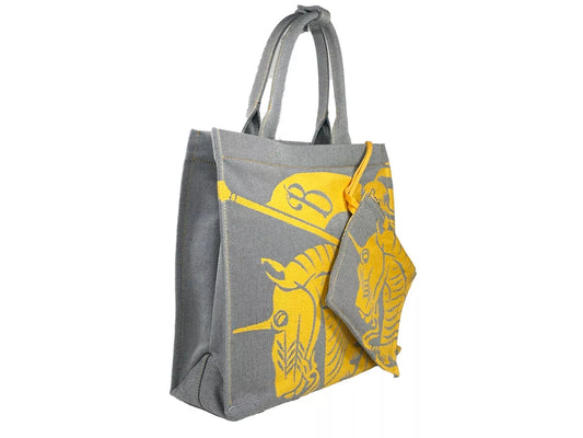 Burberry EKD Canvas Tote Bag With Coin Pouch Sunflower Gray at The Platonist