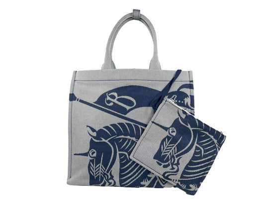 Burberry Navy EKD Canvas Tote Bag With Coin Pouch at The Platonist