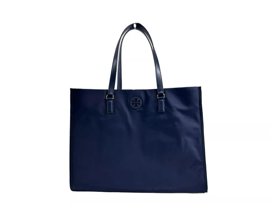 Tory Burch Navy Ella Large Nylon Tote Bag Purse 136144 at The Platonist