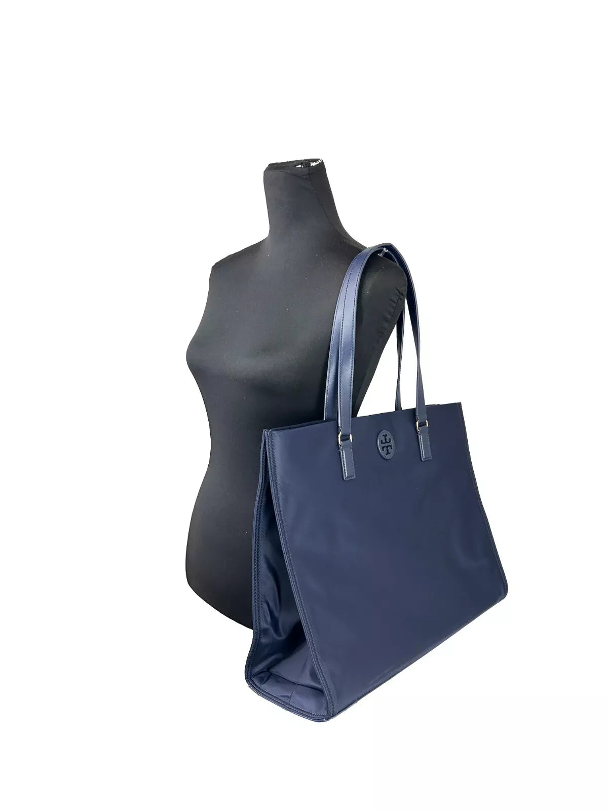 Tory Burch Navy Ella Large Nylon Tote Bag Purse 136144 at The Platonist