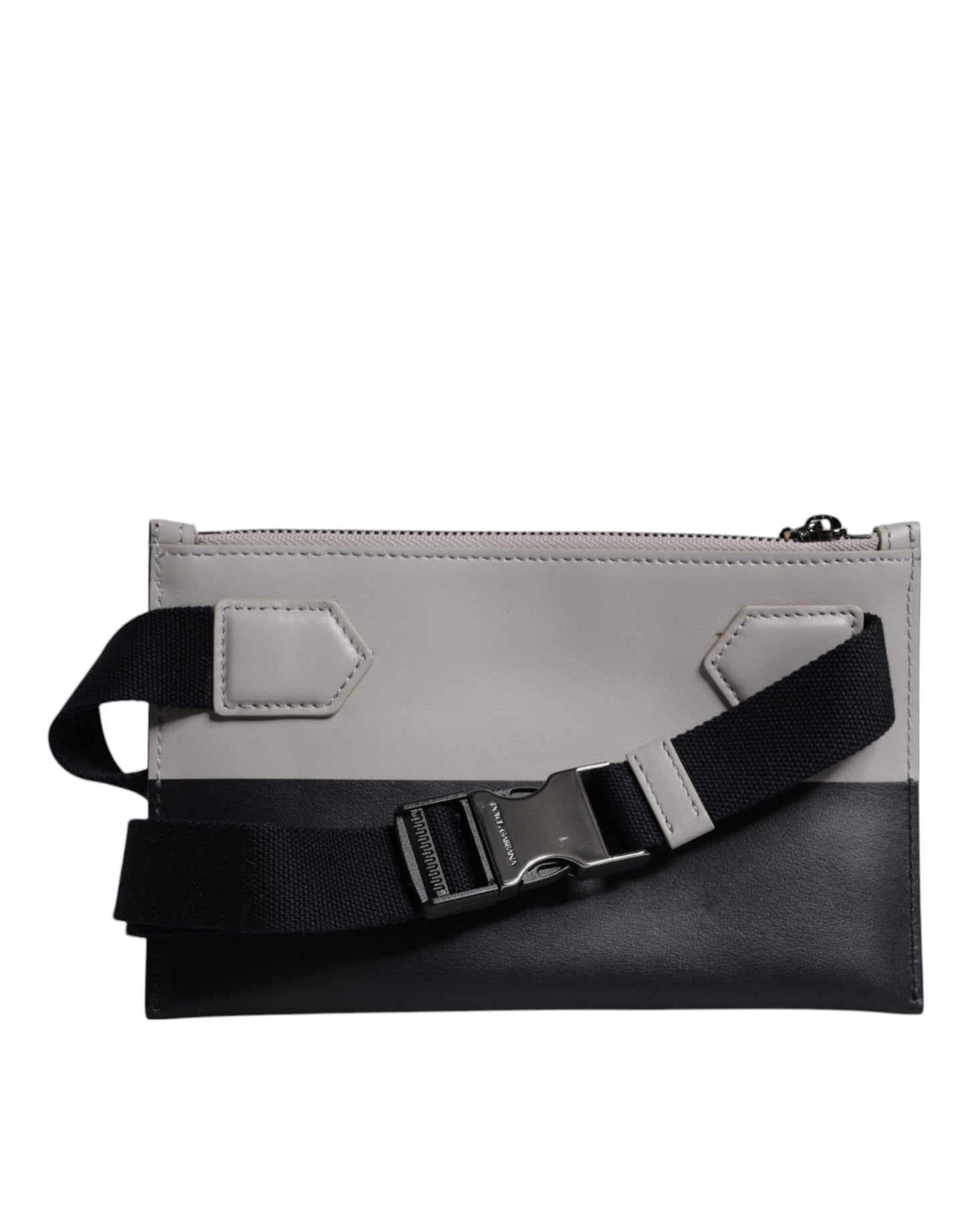 Sac bandoulière Dolce &amp; Gabbana en cuir noir et blanc avec logo en relief