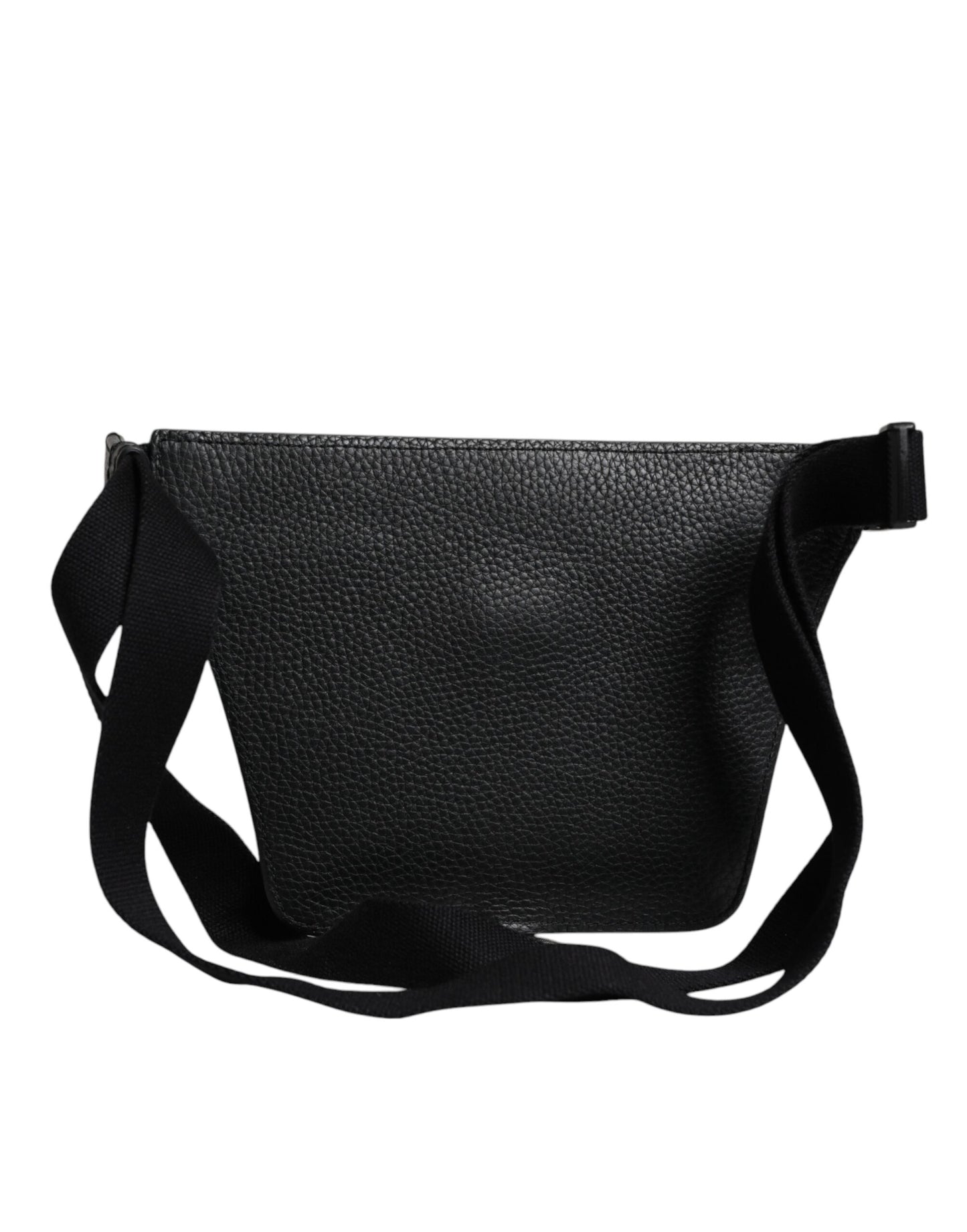 Dolce &amp; Gabbana Gürteltasche aus schwarzem Kalbsleder mit Logo-Plakette