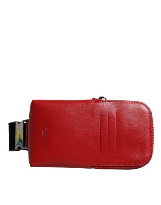 Dolce &amp; Gabbana – Rote Kalbsleder-Logo-Geldbörse, Handygürtel, Hüfttasche
