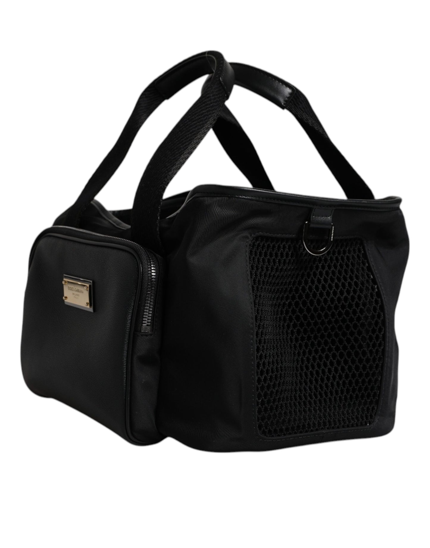 Sac à bandoulière noir Dolce &amp; Gabbana avec logo et plaque pour animal de compagnie