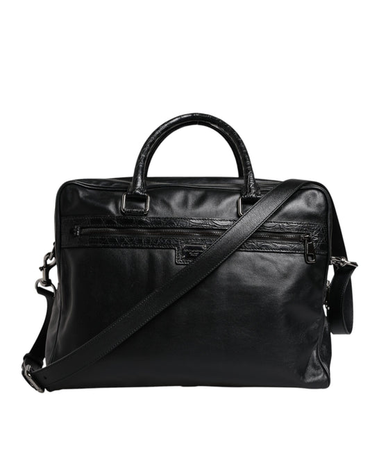 Dolce &amp; Gabbana – Schwarze Messenger-Tasche aus Leder mit Schultergurt