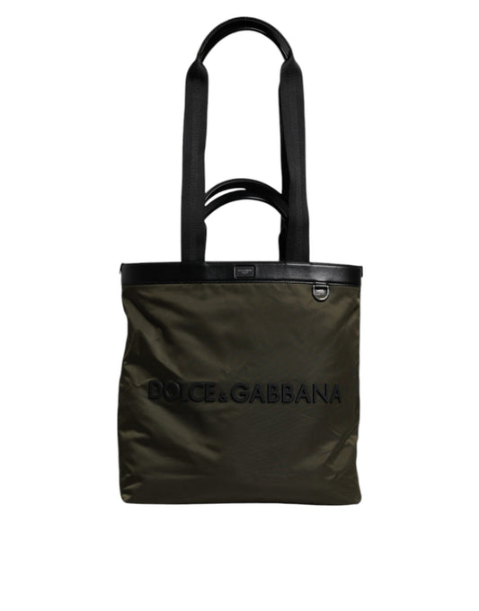 Sac fourre-tout à bandoulière en nylon vert militaire Dolce &amp; Gabbana