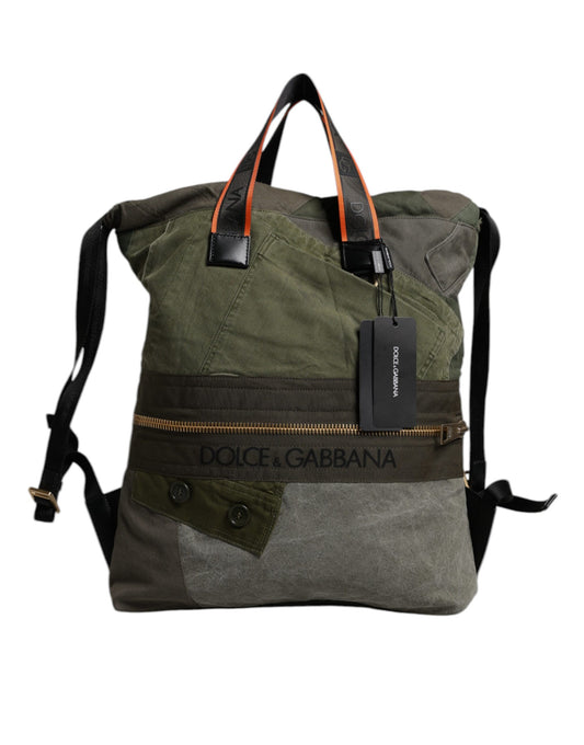 Sac à dos patchwork vert militaire Dolce &amp; Gabbana