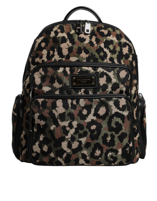 Sac à dos Dolce &amp; Gabbana pour homme avec plaque logo DG et imprimé léopard multicolore