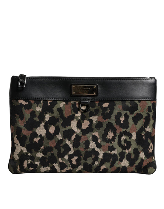 Sac pochette Dolce &amp; Gabbana à imprimé léopard multicolore et logo