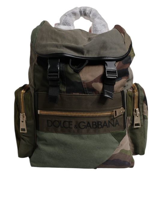 Sac à dos de voyage patchwork vert militaire Dolce &amp; Gabbana