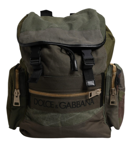 Sac à dos d'école patchwork vert militaire Dolce &amp; Gabbana