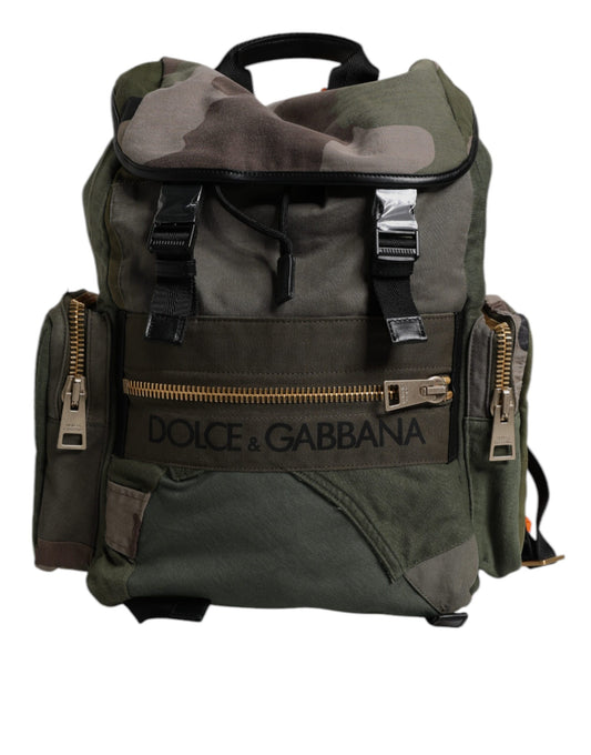 Sac à dos de voyage patchwork vert militaire Dolce &amp; Gabbana
