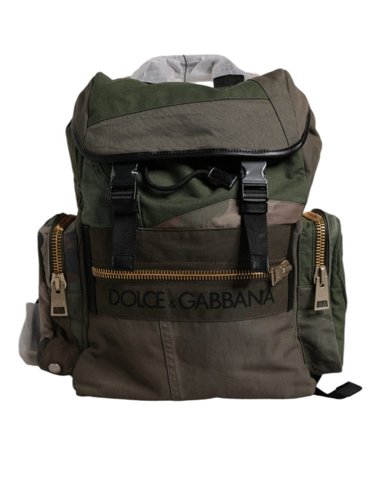 Sac à dos de voyage patchwork vert militaire Dolce &amp; Gabbana