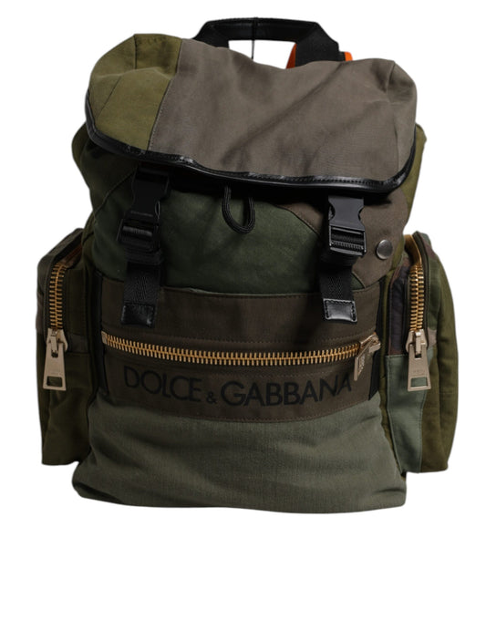 Sac à dos de voyage patchwork vert militaire Dolce &amp; Gabbana