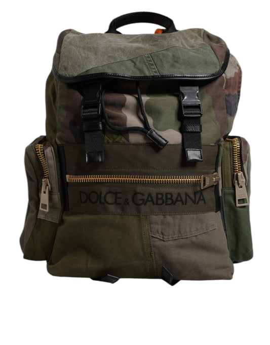 Sac à dos d'école patchwork vert militaire Dolce &amp; Gabbana