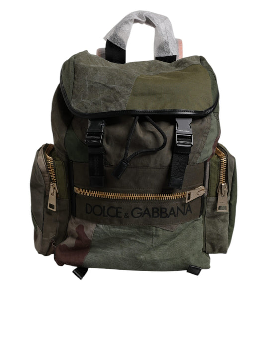 Sac à dos de voyage patchwork vert militaire Dolce &amp; Gabbana