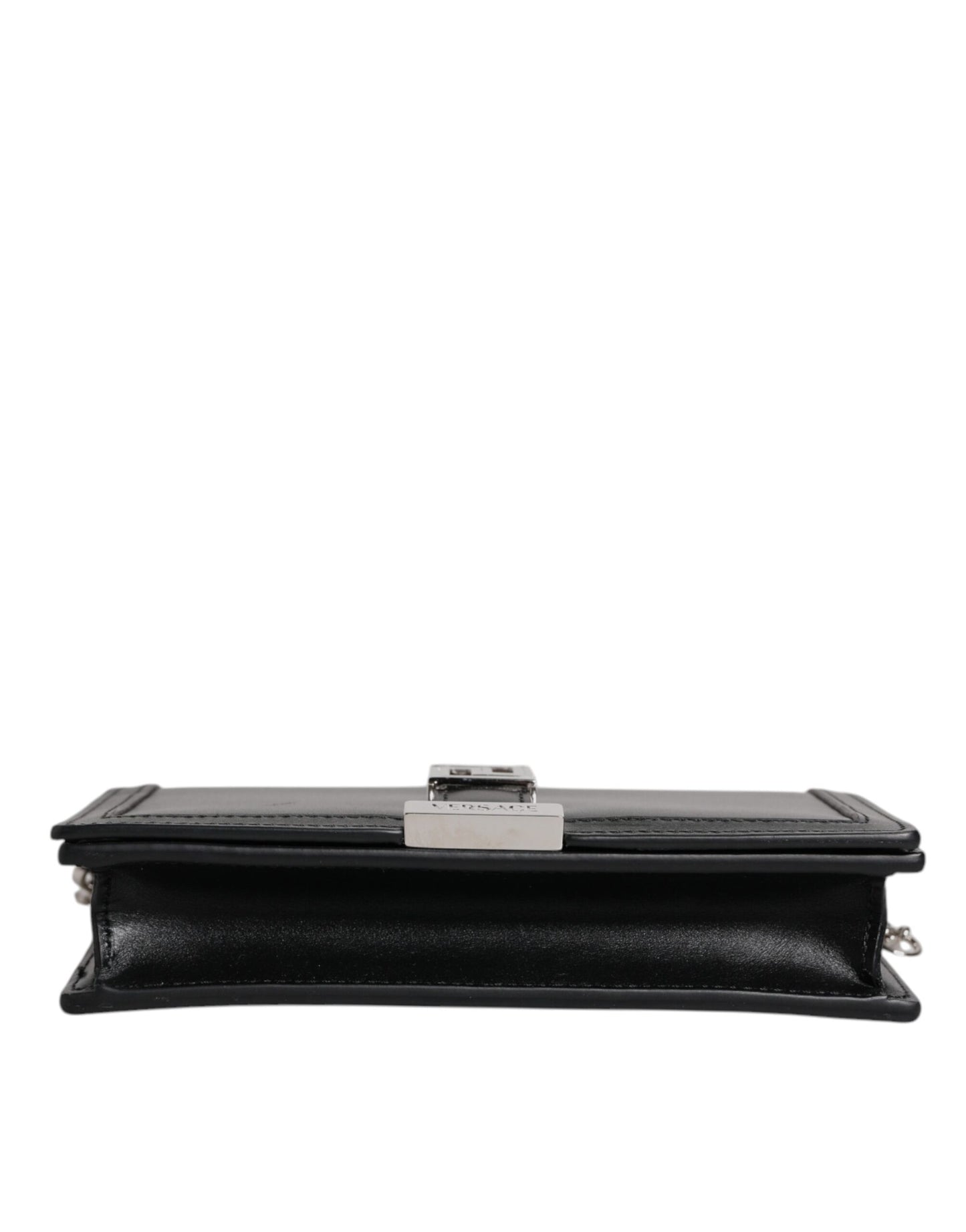 Sac bandoulière Versace en cuir de veau noir avec chaîne