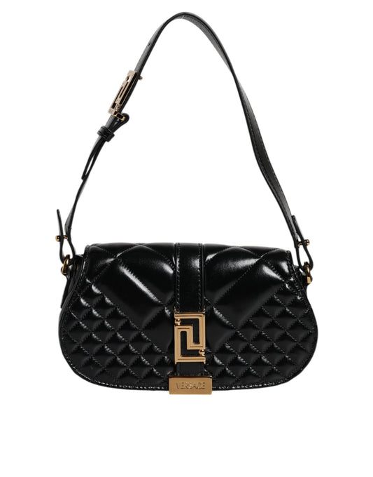 Versace – Gesteppte Schultertasche aus schwarzem Kalbsleder