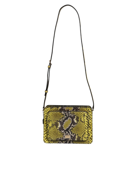 Pochette bandoulière en cuir exotique vert Dolce &amp; Gabbana DG Plaque