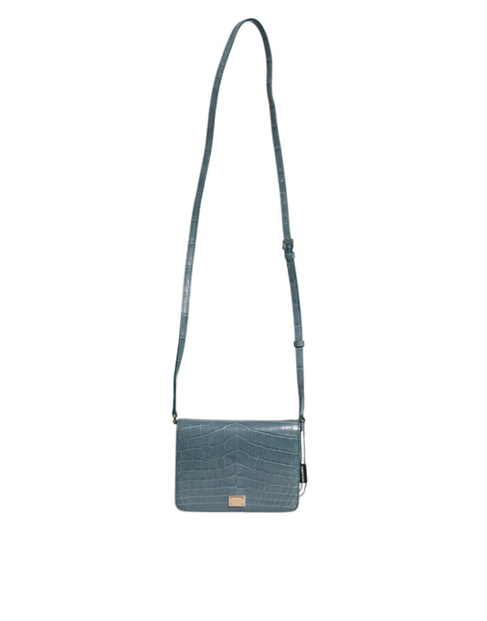 Mini sac bandoulière Dolce &amp; Gabbana en cuir exotique vert DG Plaque