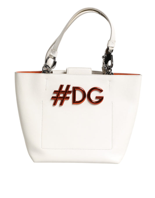 Sac fourre-tout à poignée supérieure en cuir blanc Dolce &amp; Gabbana #DG BEATRICE