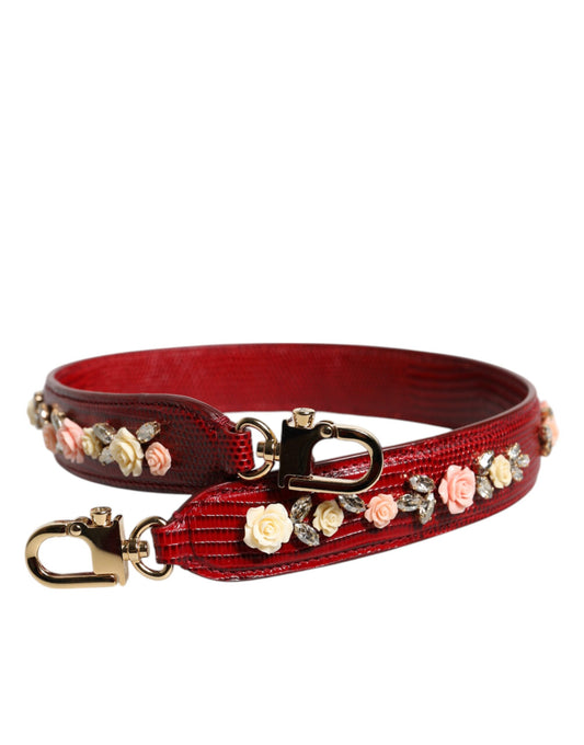 Sac à bandoulière Dolce &amp; Gabbana en cuir rouge à ornements floraux