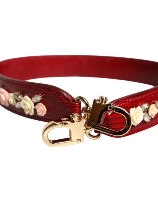 Sac à bandoulière Dolce &amp; Gabbana en cuir rouge à ornements floraux