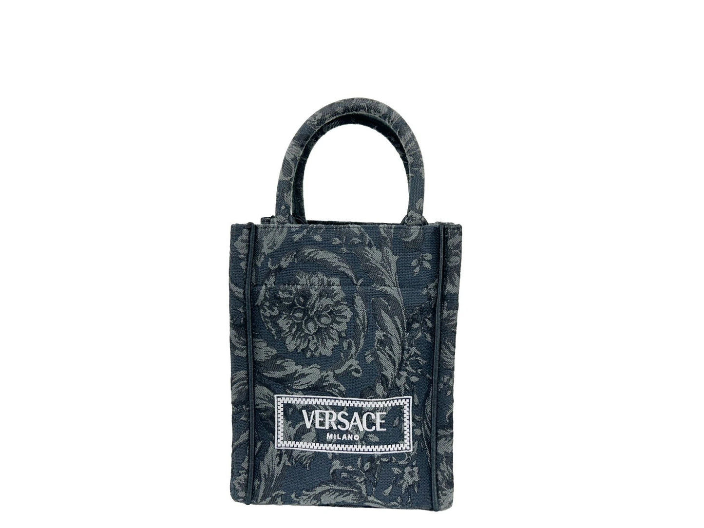 Versace Athena Barocco Mini sac à bandoulière fourre-tout à poignée supérieure Noir