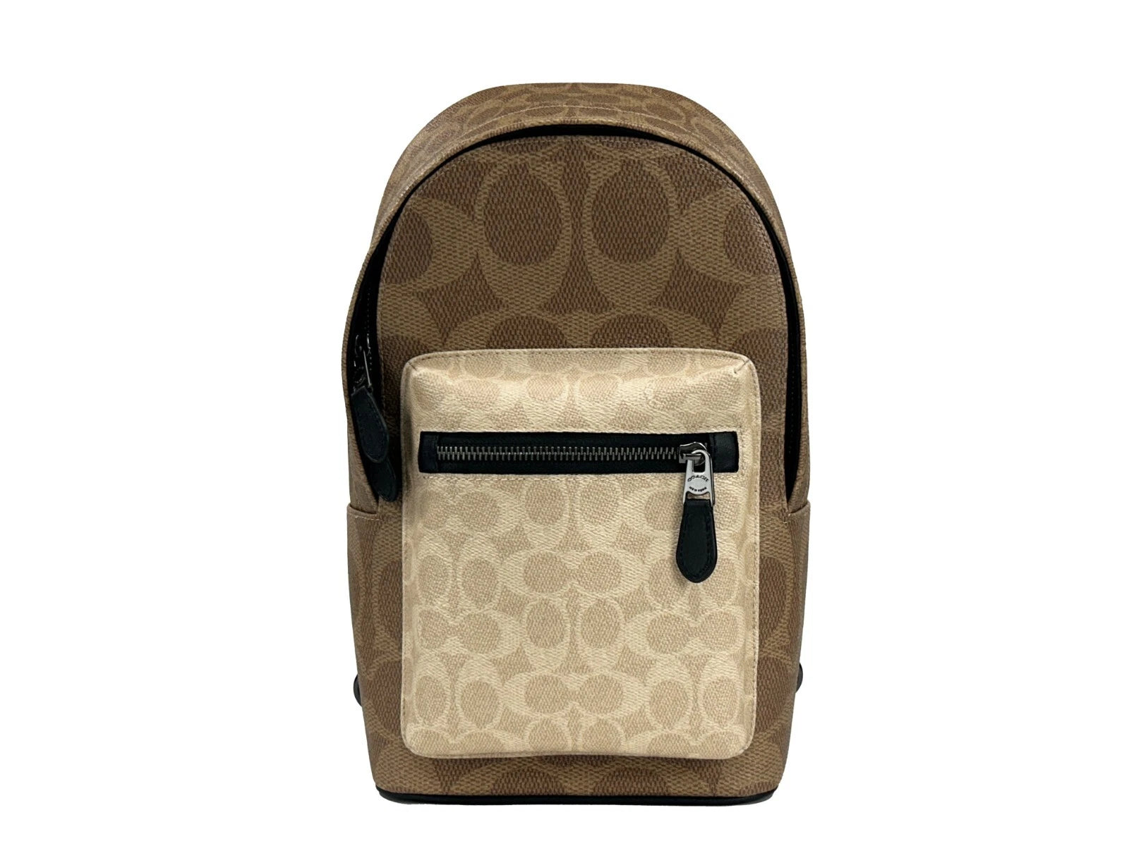 COACH West Color Block Leather Sling Pack Backpack Bag Sand at The Platonist