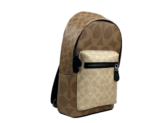 COACH West Color Block Leather Sling Pack Backpack Bag Sand at The Platonist