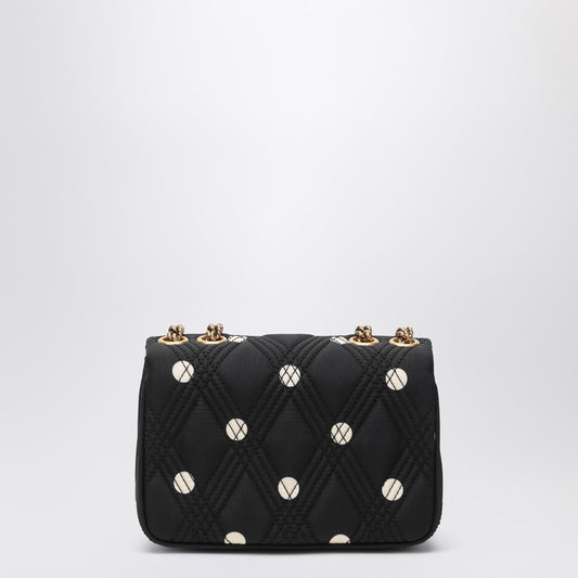 Valentino Garavani Black Quiltie 67 Bag With Ivory Polka Dots