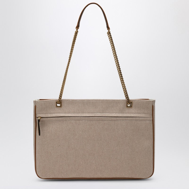 Valentino Garavani – Mittlere Viva Superstar-Tasche aus Canvas in Natur/Gewürz