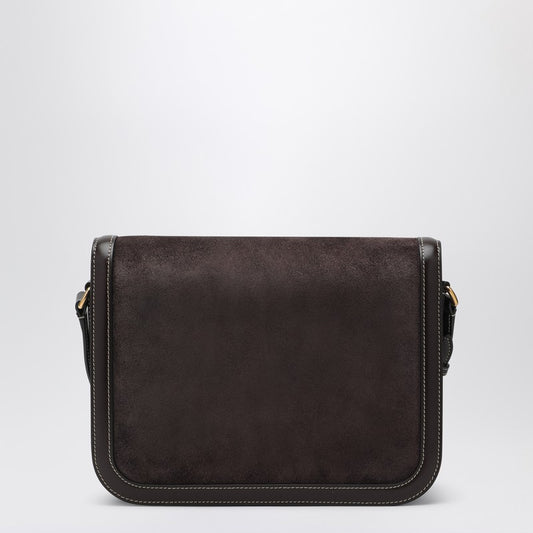 Sac 9TO5 en cuir et daim marron foncé Valentino Garavani