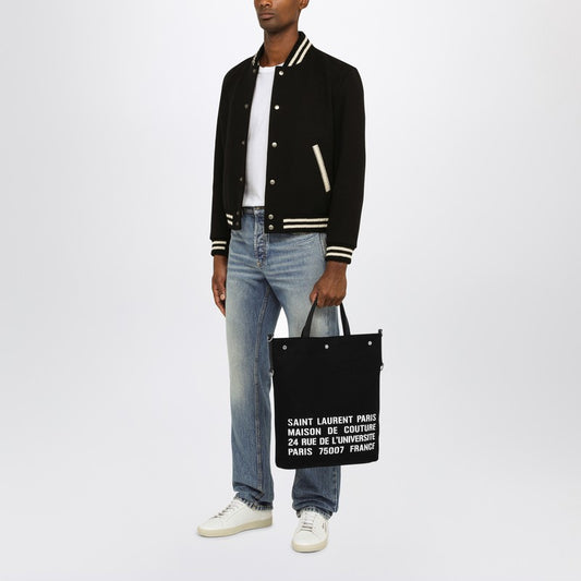 Saint Laurent North/South Tote Bag In Black Canvas