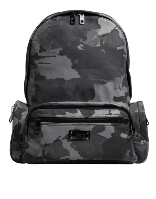 Sac à dos Dolce &amp; Gabbana en coton gris avec plaque logo camouflage