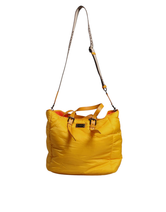 Sac fourre-tout à bandoulière Dolce &amp; Gabbana en nylon jaune orange avec logo