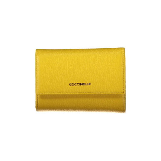 Portefeuille en cuir jaune Coccinelle