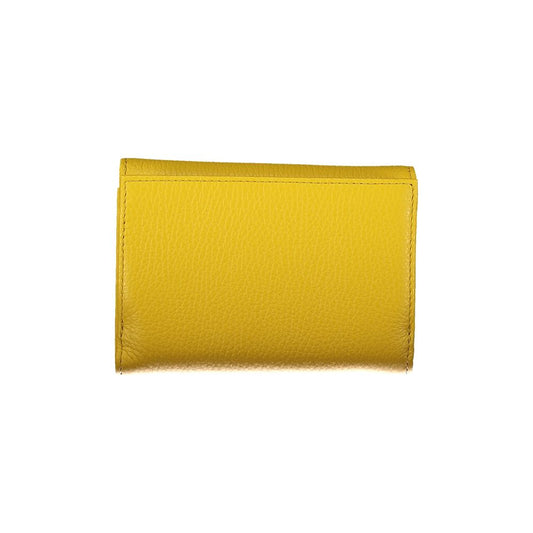 Portefeuille en cuir jaune Coccinelle