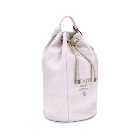 Prada Linen Bucket Bag at The Platonist