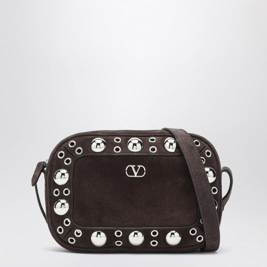Valentino Garavani Nellcôte Bag Brown In Suede With Studs And Rivets