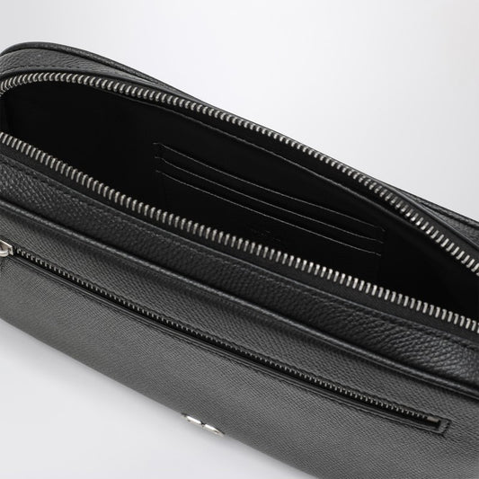 Valentino Garavani Vlogo Signature Clutch Schwarz aus genarbtem Kalbsleder