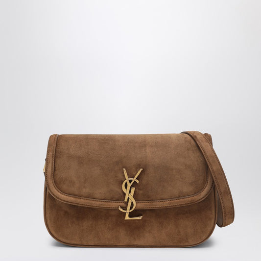 Saint Laurent Borsa Solferino Medium In Suede Caramel Cognac