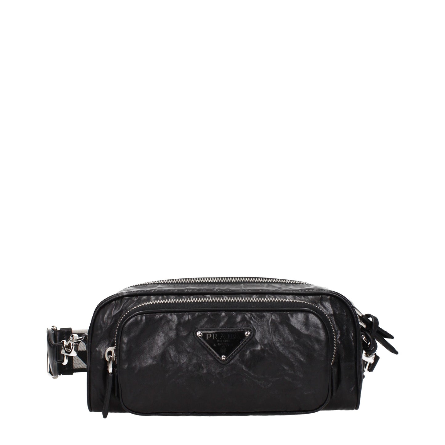 Prada – Schwarze Umhängetasche aus Leder