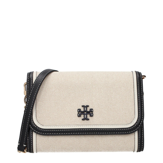 Tory Burch – Clutch aus beigefarbenem Stoff
