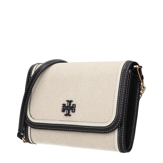 Tory Burch – Clutch aus beigefarbenem Stoff