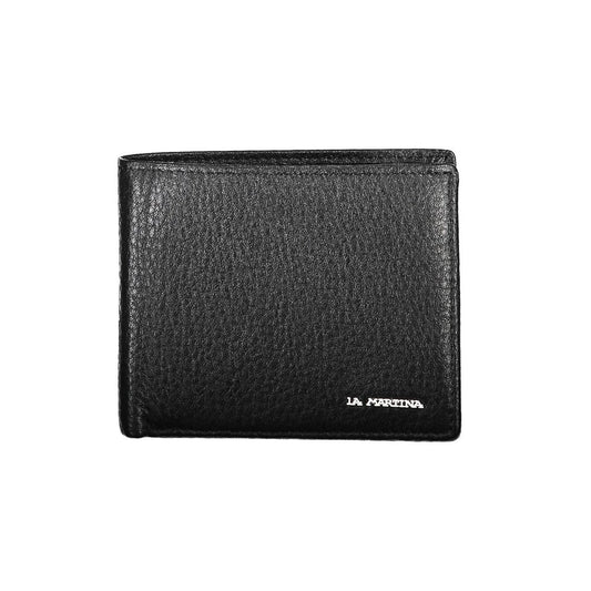 Portefeuille en cuir noir La Martina