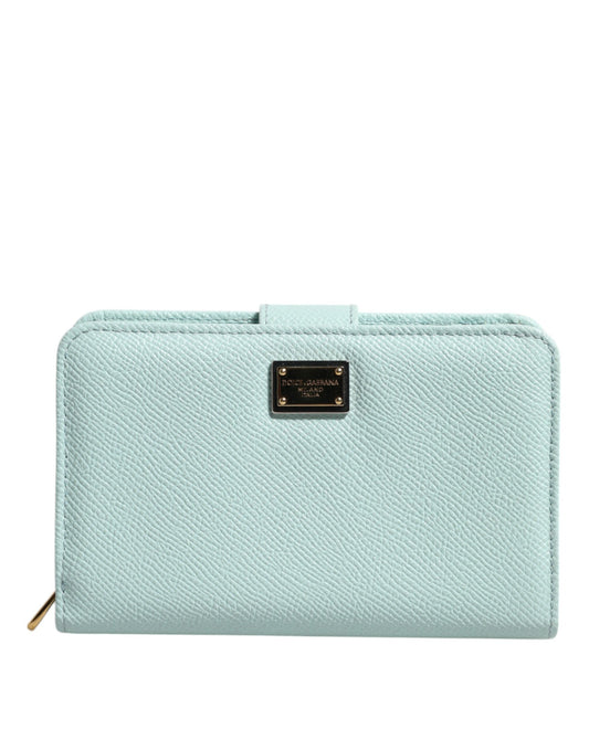 Portefeuille continental à deux volets en cuir vert menthe Dolce &amp; Gabbana