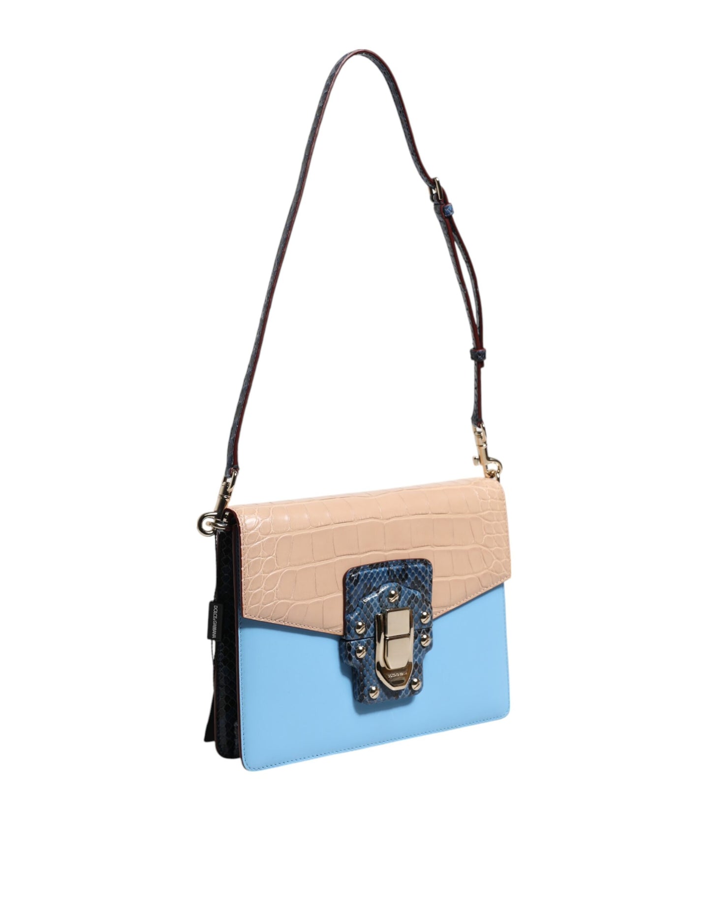 Sac bandoulière Dolce &amp; Gabbana LUCIA en cuir exotique bleu beige